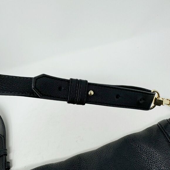 TORY BURCH | Amanda Leather Black & Gold Foldover Adjustable Crossbody Purse Bag - Picture 12 of 14